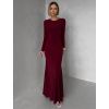 Vínové jednoduché společenské dlouhé šaty MORIEL (Veľkosť ONESIZE)