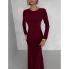 Vínové jednoduché společenské dlouhé šaty MORIEL (Veľkosť ONESIZE)