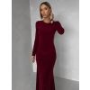 Vínové jednoduché společenské dlouhé šaty MORIEL (Veľkosť ONESIZE)
