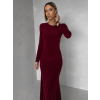 Vínové jednoduché spoločenské dlhé šaty MORIEL