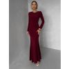Vínové jednoduché společenské dlouhé šaty MORIEL (Veľkosť ONESIZE)