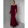 Vínové jednoduché spoločenské dlhé šaty MORIEL