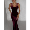 Vínové zamatové spoločenské šaty UMERY