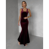 Vínové zamatové spoločenské šaty UMERY