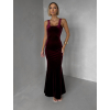 Vínové zamatové spoločenské šaty UMERY
