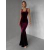 Vínové sametové společenské šaty UMERY (Veľkosť ONESIZE)