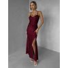 Vínové spoločenské dlhé šaty ALVEA