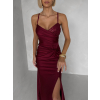 Vínové spoločenské dlhé šaty ALVEA