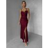 Vínové společenské dlouhé šaty ALVEA (Veľkosť ONESIZE)
