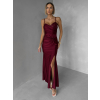 Vínové spoločenské dlhé šaty ALVEA