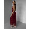 Vínové společenské dlouhé šaty VELVET s flitry (Veľkosť ONESIZE)