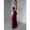 Vínové společenské korzetové dlouhé šaty FAYELA (Veľkosť ONESIZE)