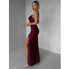 Vínové spoločenské korzetové dlhé šaty FAYELA