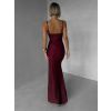 Vínové společenské korzetové dlouhé šaty FAYELA (Veľkosť ONESIZE)