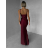 Vínové spoločenské korzetové dlhé šaty FAYELA