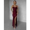 Vínové společenské korzetové dlouhé šaty FAYELA (Veľkosť ONESIZE)