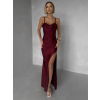 Vínové spoločenské korzetové dlhé šaty FAYELA