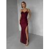 Vínové společenské korzetové dlouhé šaty FAYELA (Veľkosť ONESIZE)