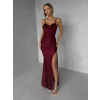 Vínové spoločenské korzetové dlhé šaty FAYELA