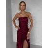 Vínové třpytivé korzetové společenské šaty AVENZA s rozparkem (Veľkosť ONESIZE)