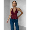 Vínový trblietavý top SCARLET s flitrami