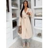 Béžový elegantní dlouhý kabát CERADY s opaskem (Veľkosť ONESIZE)
