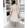 Béžový elegantní dlouhý kabát CERADY s opaskem (Veľkosť ONESIZE)