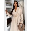 Béžový elegantní dlouhý kabát CERADY s opaskem (Veľkosť ONESIZE)