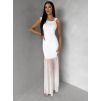Bílé dlouhé společenské šaty UMEALA (Veľkosť ONESIZE)