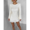 Biele flitrované krátke koktailové šaty ELYSIA s kraťaskami