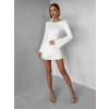 Biele flitrované krátke koktailové šaty ELYSIA s kraťaskami