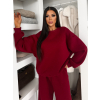 Bordó bavlněná zateplená oversize mikina LOFARI (Veľkosť ONESIZE)