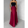 Bordó saténová zavinovací dlouhá sukně DENISSE (Veľkosť ONESIZE)
