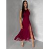 Bordó společenské tylové midi šaty ROCHIE (Veľkosť ONESIZE)