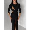 Černé asymetrické midi šaty BAJRO (Veľkosť ONESIZE)