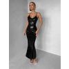 Černé flitrované společenské dlouhé šaty SCINTIA (Veľkosť ONESIZE)