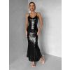 Černé flitrované společenské dlouhé šaty SCINTIA (Veľkosť ONESIZE)
