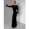 Černé jednoduché společenské dlouhé šaty MORIEL (Veľkosť ONESIZE)