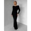 Černé jednoduché společenské dlouhé šaty MORIEL (Veľkosť ONESIZE)
