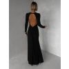 Černé jednoduché společenské dlouhé šaty MORIEL (Veľkosť ONESIZE)