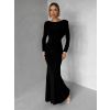 Černé jednoduché společenské dlouhé šaty MORIEL (Veľkosť ONESIZE)