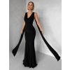 Čierne spoločenské dlhé šaty RAVILETA s vlečkou