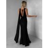 Černé společenské dlouhé šaty RAVILETA s vlečkou (Veľkosť ONESIZE)