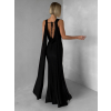 Čierne spoločenské dlhé šaty RAVILETA s vlečkou