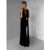 Černé společenské dlouhé šaty RAVILETA s vlečkou (Veľkosť ONESIZE)