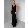 Černé společenské dlouhé šaty RAVILETA s vlečkou (Veľkosť ONESIZE)