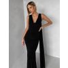 Černé společenské dlouhé šaty RAVILETA s vlečkou (Veľkosť ONESIZE)
