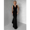 Černé společenské dlouhé šaty RAVILETA s vlečkou (Veľkosť ONESIZE)