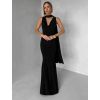 Černé společenské dlouhé šaty RAVILETA s vlečkou (Veľkosť ONESIZE)