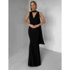 Čierne spoločenské dlhé šaty RAVILETA s vlečkou